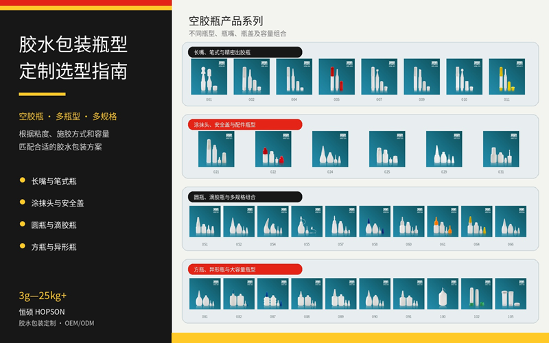 胶水包装瓶型定制方案：尖嘴、广口、笔式、滴管型怎么选（OEM